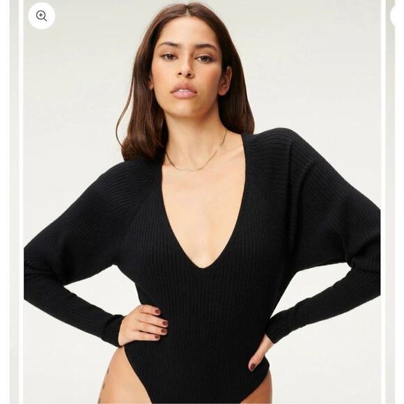 Good American Rib Deep V Bodysuit - Picture 1 of 10